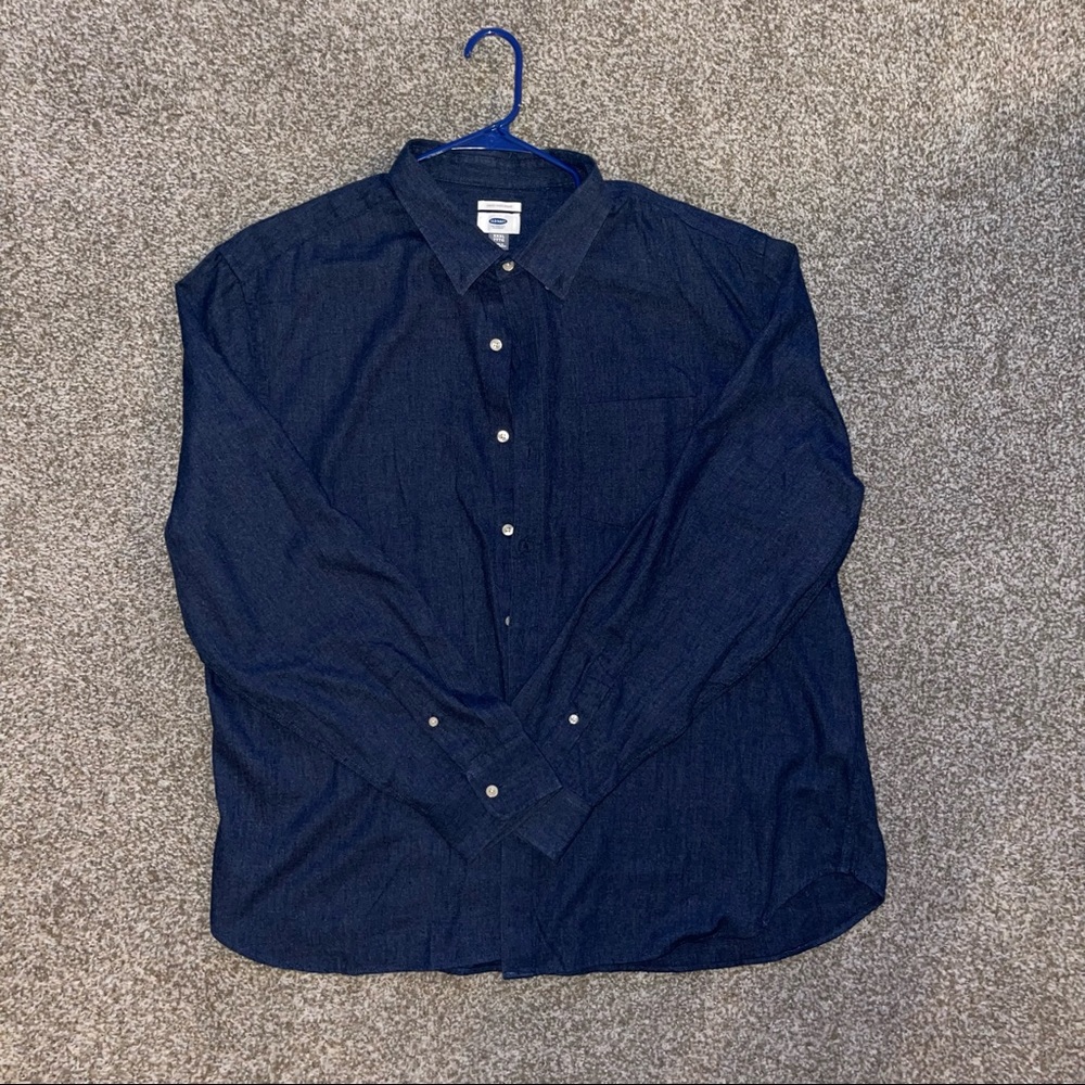 Old Navy Dark Blue Men’s Button Down XXXL Dress Shirt